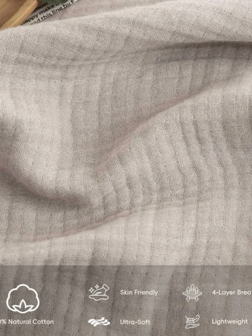 NWT - FOSSA Muslin Blanket 4-Layer 100% Cotton Gauze Blanket with Fringe 50